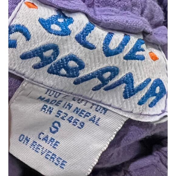 Vintage 90s Blue Cabana Shorts Women’s Purple Pleated 100% Cotton Pockets Sz S - Picture 5 of 5